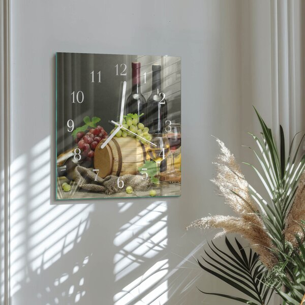 Skleněné hodiny Hrozny na víno zskb-30x30-00082548