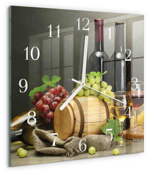 Skleněné hodiny Hrozny na víno zskb-30x30-00082548