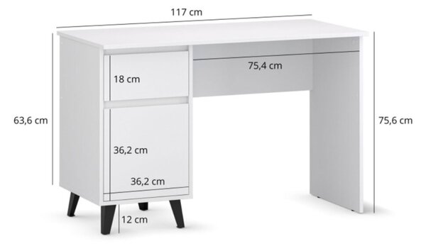 Psací stůl BORG 1d1s/120 bílý