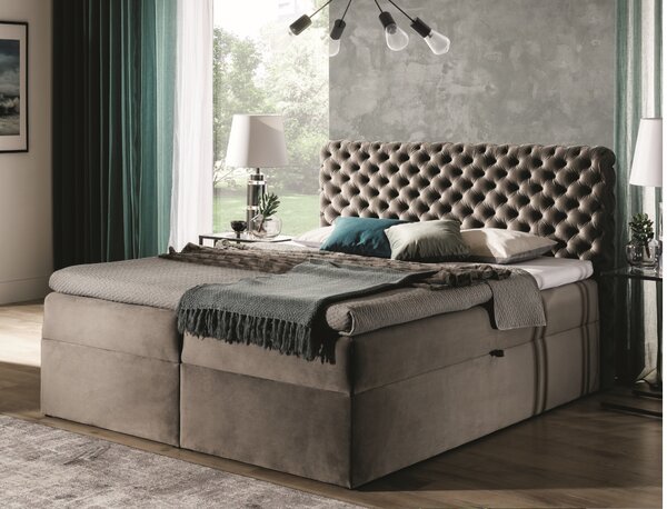 Čalouněná postel boxspring MARCH + vrchní matrace, 160x200, riviera 16