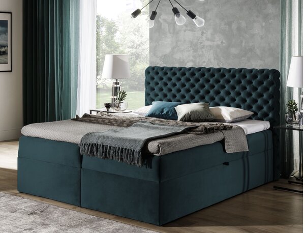 Čalouněná postel boxspring MARCH + vrchní matrace, 160x200, riviera 16