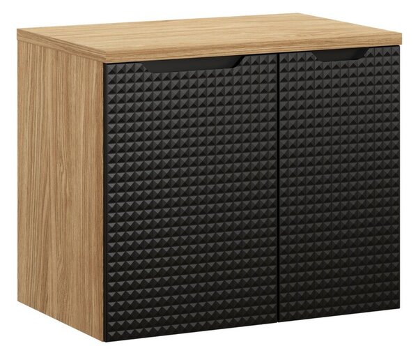 Comad Závěsná skříňka pod umyvadlo Luxor Black s deskou 70 cm černá/dub olejovaný