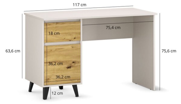 Psací stůl BORG 1d1s/120 kašmír / dub artisan