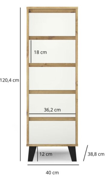 Komoda Borg 5s/40 dub artisan / bílá