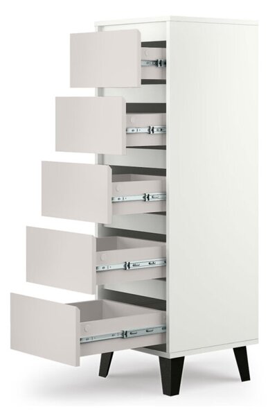 Komoda Borg 5s/40 bílá / kašmír