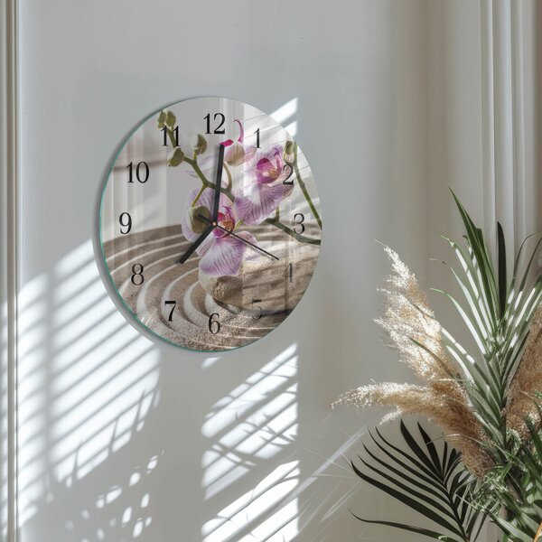 Skleněné nástěnné hodiny Písečná orchidej zsoc-fi30-00178029