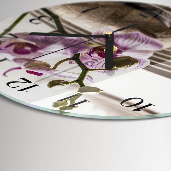 Skleněné nástěnné hodiny Písečná orchidej zsoc-fi30-00178029