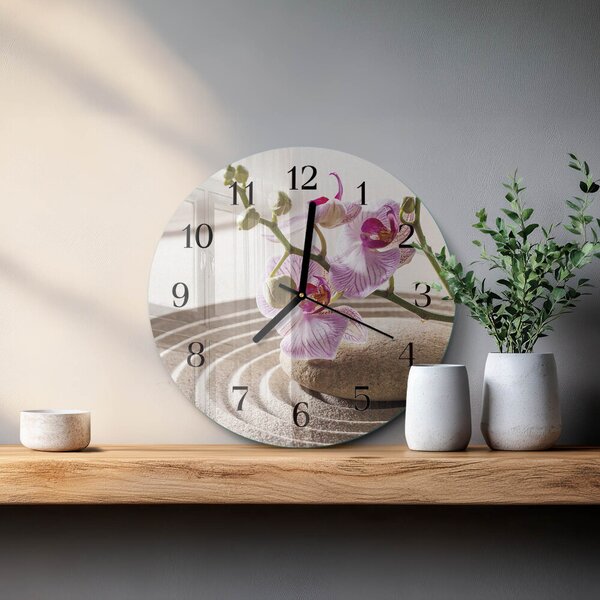Skleněné nástěnné hodiny Písečná orchidej zsoc-fi30-00178029