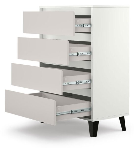 Komoda Borg 4s/70 bílá / kašmír