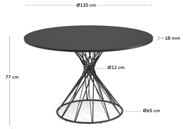 Černý lakovaný jídelní stůl Kave Home Niut 120 cm