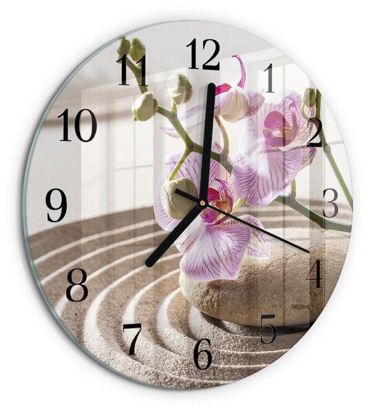 Skleněné nástěnné hodiny Písečná orchidej zsoc-fi30-00178029