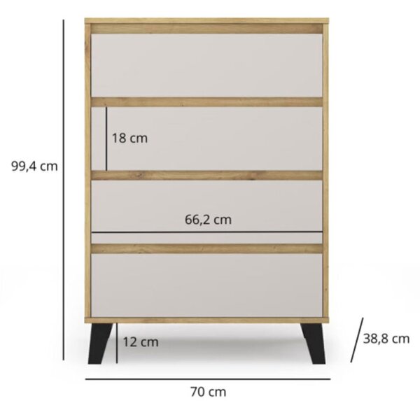 Komoda Borg 4s/70 dub artisan / kašmír