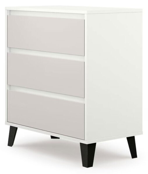 Komoda Borg 3s/70 bílá / kašmír