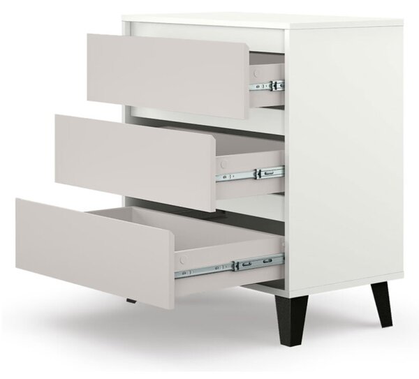 Komoda Borg 3s/70 bílá / kašmír