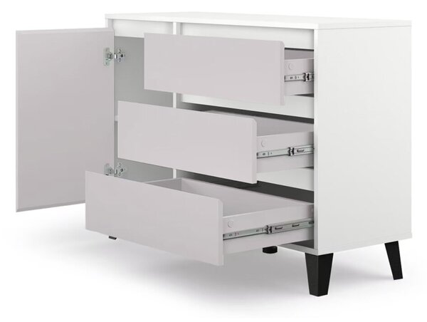 Komoda Borg 1d3s bílá / kašmír