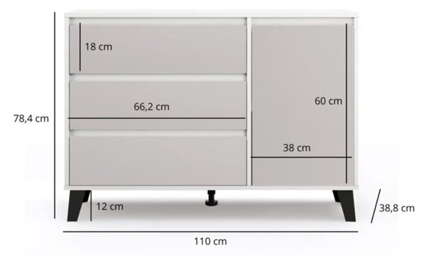 Komoda Borg 1d3s bílá / kašmír