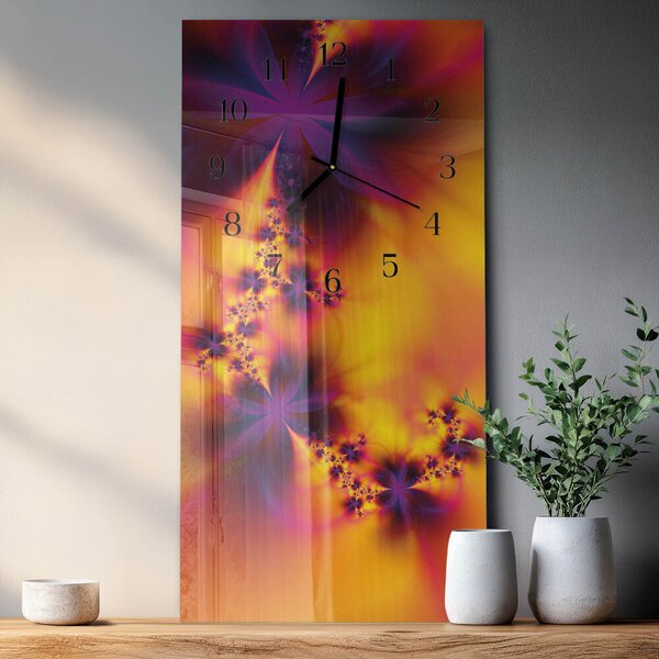 Skleněné hodiny vertikální Květiny zsppc-30x60-00170947