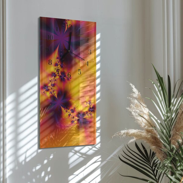 Skleněné hodiny vertikální Květiny zsppc-30x60-00170947