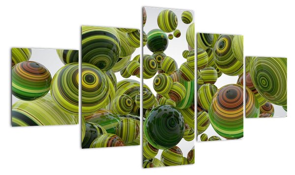 Abstraktní obraz - zelené koule (125x70cm)