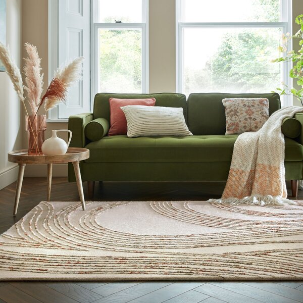 Flair Rugs, Kusový koberec Memphis Abstract Swirl Natural/Orange, 120x170, béžová, ložnice