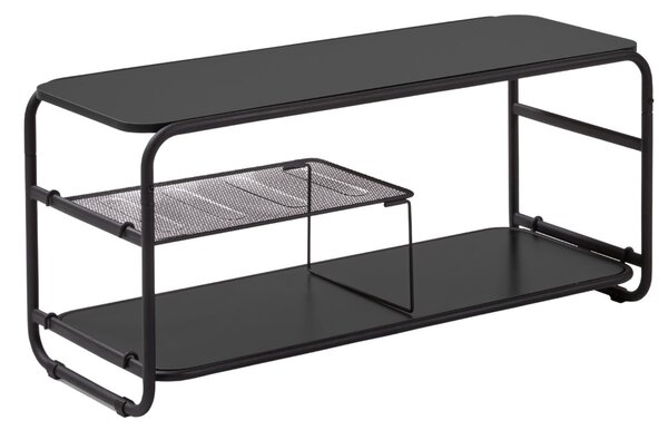 Černý kovový TV stolek Kave Home Academy 98 x 37 cm