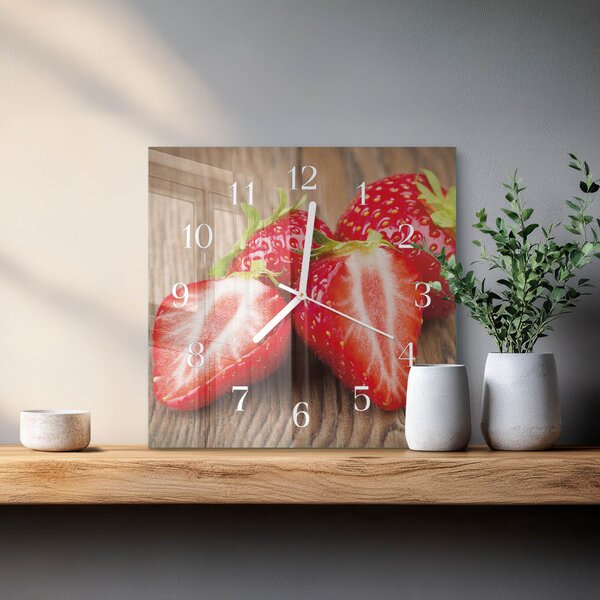 Skleněné hodiny Jahody zskb-30x30-00089324