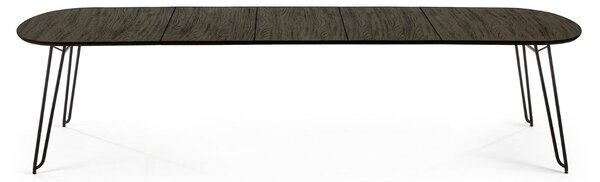 Černý jasanový rozkládací stůl Kave Home Milian 170-320x100 cm