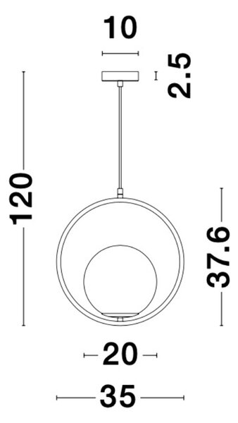 Opálově bílé skleněné závěsné světlo Nova Luce Obitar 35 cm
