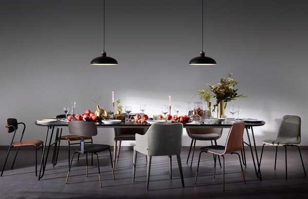 Černý jasanový rozkládací stůl Kave Home Milian 170-320x100 cm