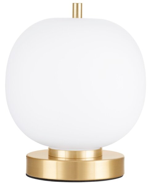 Opálově bílá skleněná stolní lampa Nova Luce Lato se zlatou podstavou 22,5 cm