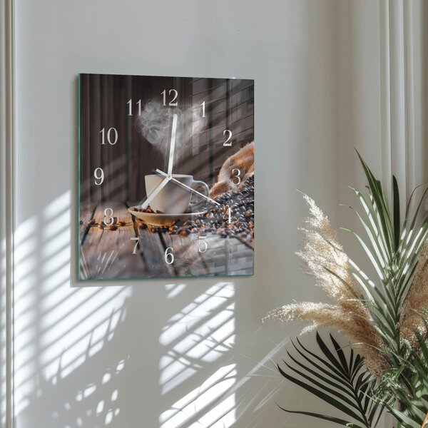 Skleněné hodiny Láska k kávě zskb-30x30-00059858