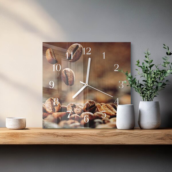 Skleněné hodiny Kávová zrna zskb-30x30-00083891