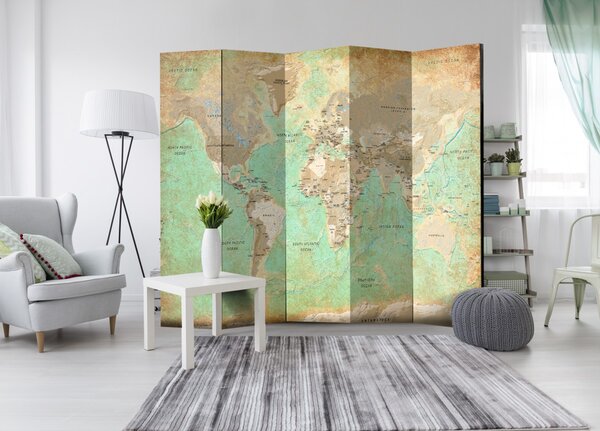 Paraván mapa světa zelená Velikost (šířka x výška): 225x172 cm