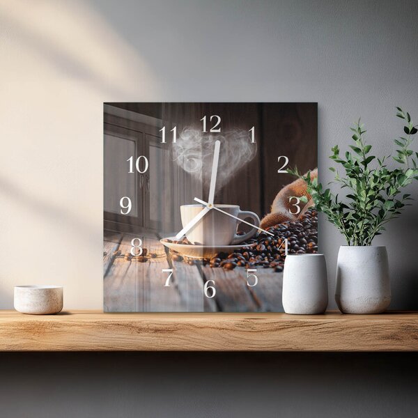 Skleněné hodiny Láska k kávě zskb-30x30-00059858