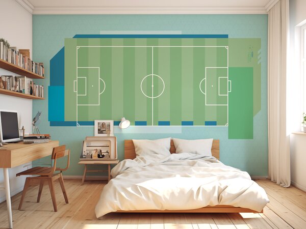 FUGU Fotbalová tapeta - Football friendly area light Materiál: Digitální eko vlies - klasická tapeta nesamolepicí