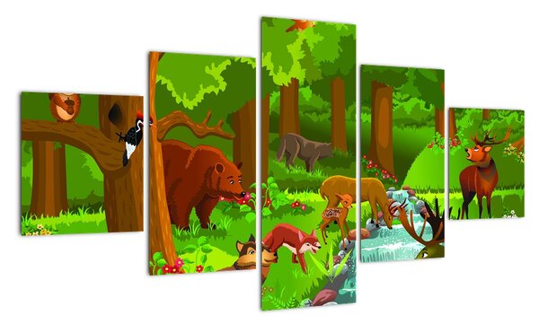 Dětský obraz: lesní příroda (125x70cm)