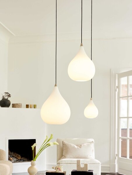 Halo Design 407931 - Lustr na lanku DROPS 1xE27/40W/230V pr. 30 cm bílá/m. chrom