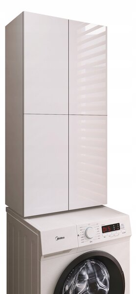 Koupelnová skříňka nad pračku 60x120x34 cm bílá lesklá závěsná