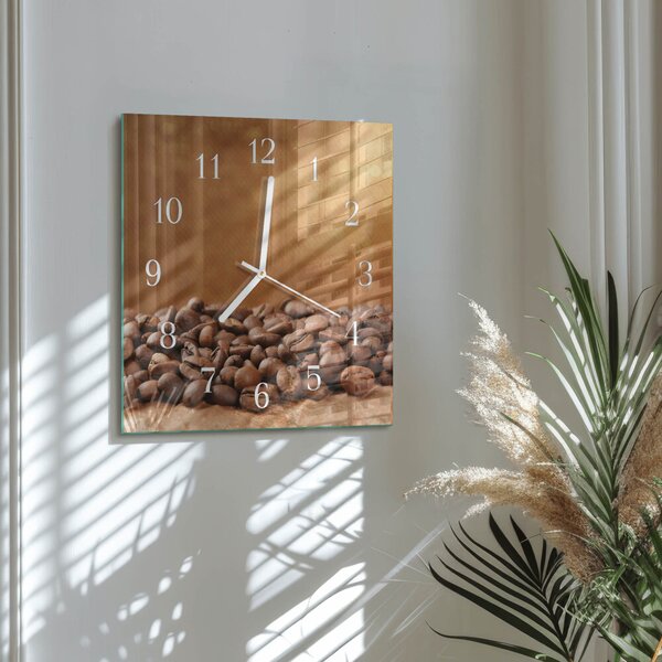 Skleněné hodiny Kávová zrna zskb-30x30-00087437
