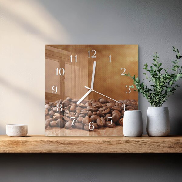 Skleněné hodiny Kávová zrna zskb-30x30-00087437