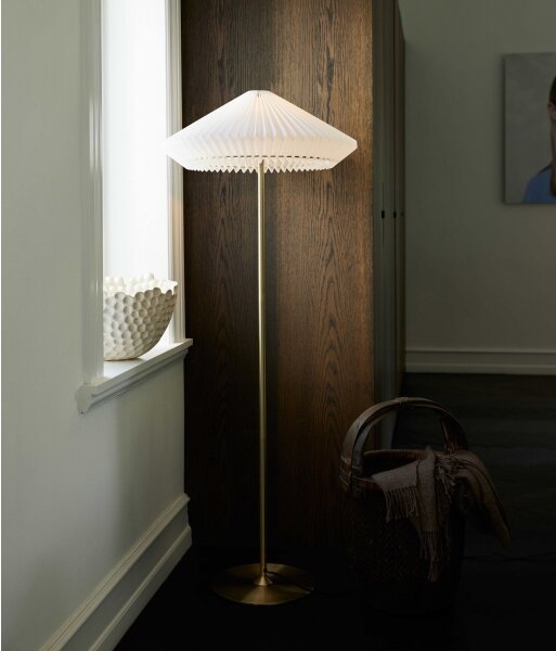 Halo Design 745050 - Stojací lampa PARIS 1xE27/40W/230V mosaz/bílá/dub