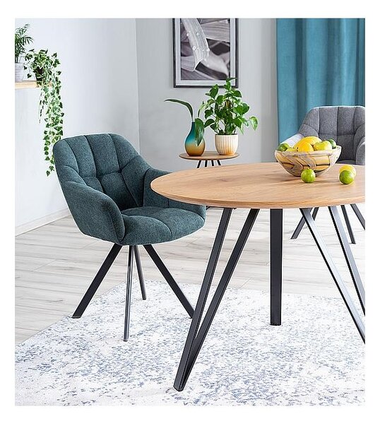 Jídelní stůl Tetis, průměr 100 cm, dub / černá
