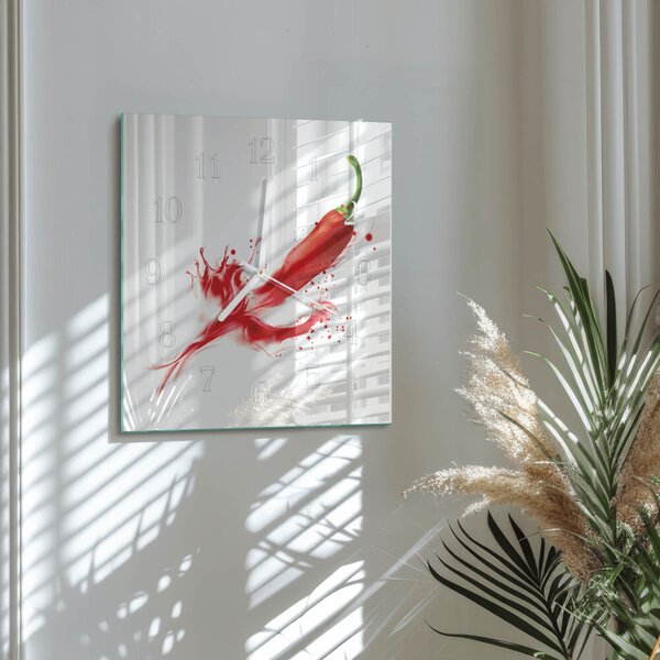 Skleněné hodiny Chilli paprička zskb-30x30-00083557