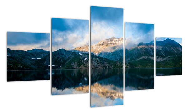 Obraz - jezero s horami (125x70cm)