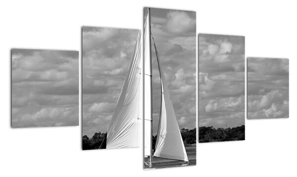 Obraz černobílé plachetnice (125x70cm)