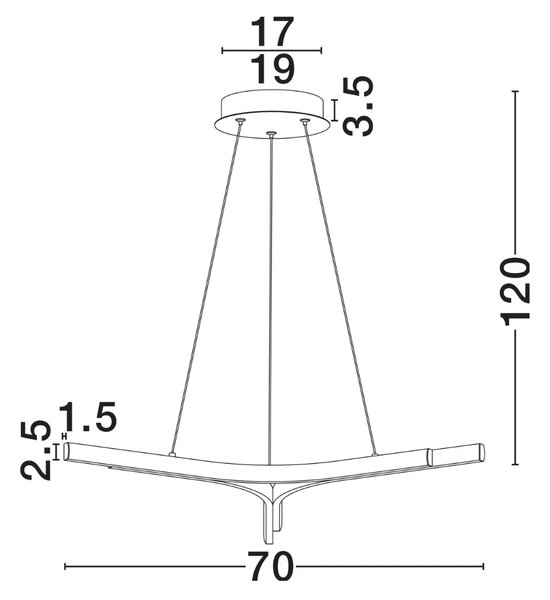 Nova Luce Černé kovové závěsné LED světlo Nue 70 cm