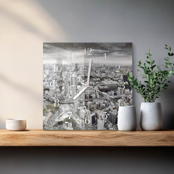 Skleněné hodiny Město zskb-30x30-00084007