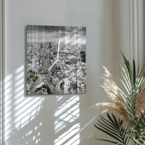 Skleněné hodiny Město zskb-30x30-00084007