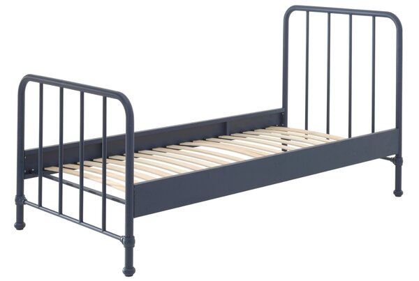Matně tmavě modrá kovová postel Vipack Bronxx 90 x 200 cm