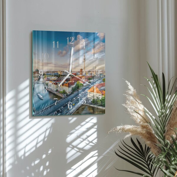 Skleněné hodiny Městská řeka zskb-30x30-00085742